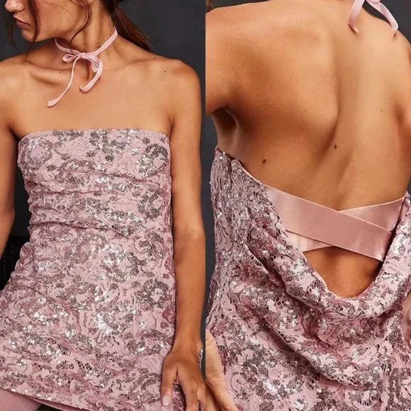 Free People Night Gaze Sequin Mini Dress Size XL - Picture 1 of 8